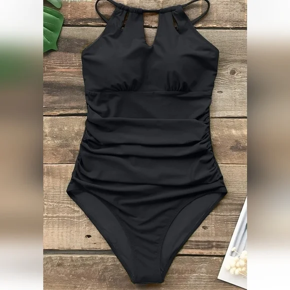 NEW Black swimsuit Classic vacation beach pool Travel Vacation Size small - Picture 1 of 8